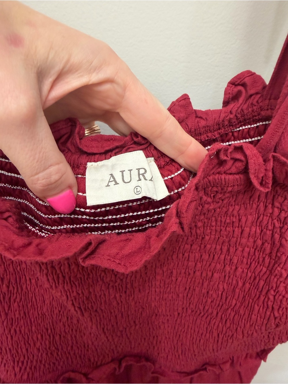 Aura Burgundy Tie-Shoulder Smocked Sundress - Picture 5 of 5